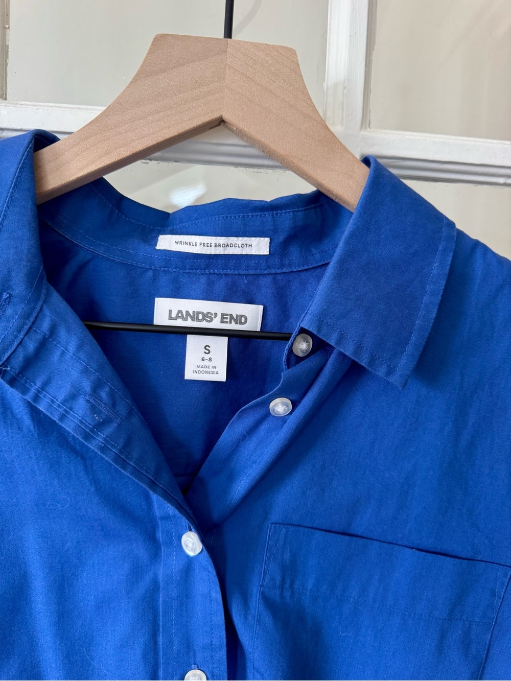 Lands' End Bright Blue Collared Button-Down Shirt - Picture 2 of 6